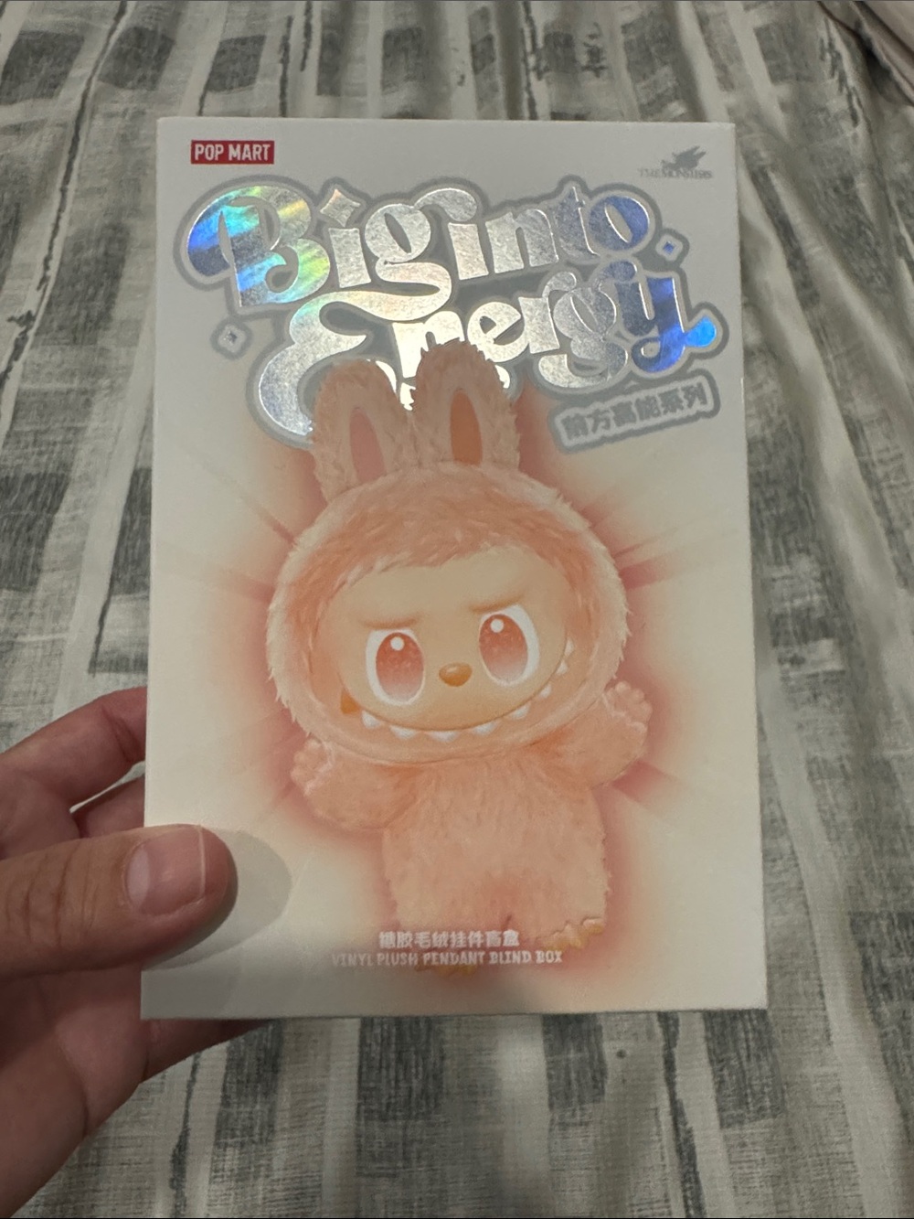 Labubu Big into Energy Plush Keychain - Peach/Pink